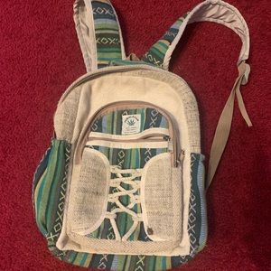 Green Small Himalayan Hemp Bag/Bookbag